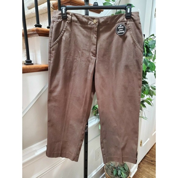 Counterparts Women's Solid Brown Polyester Mid Rise Comfort Waist capris 16 - Picture 12 of 12